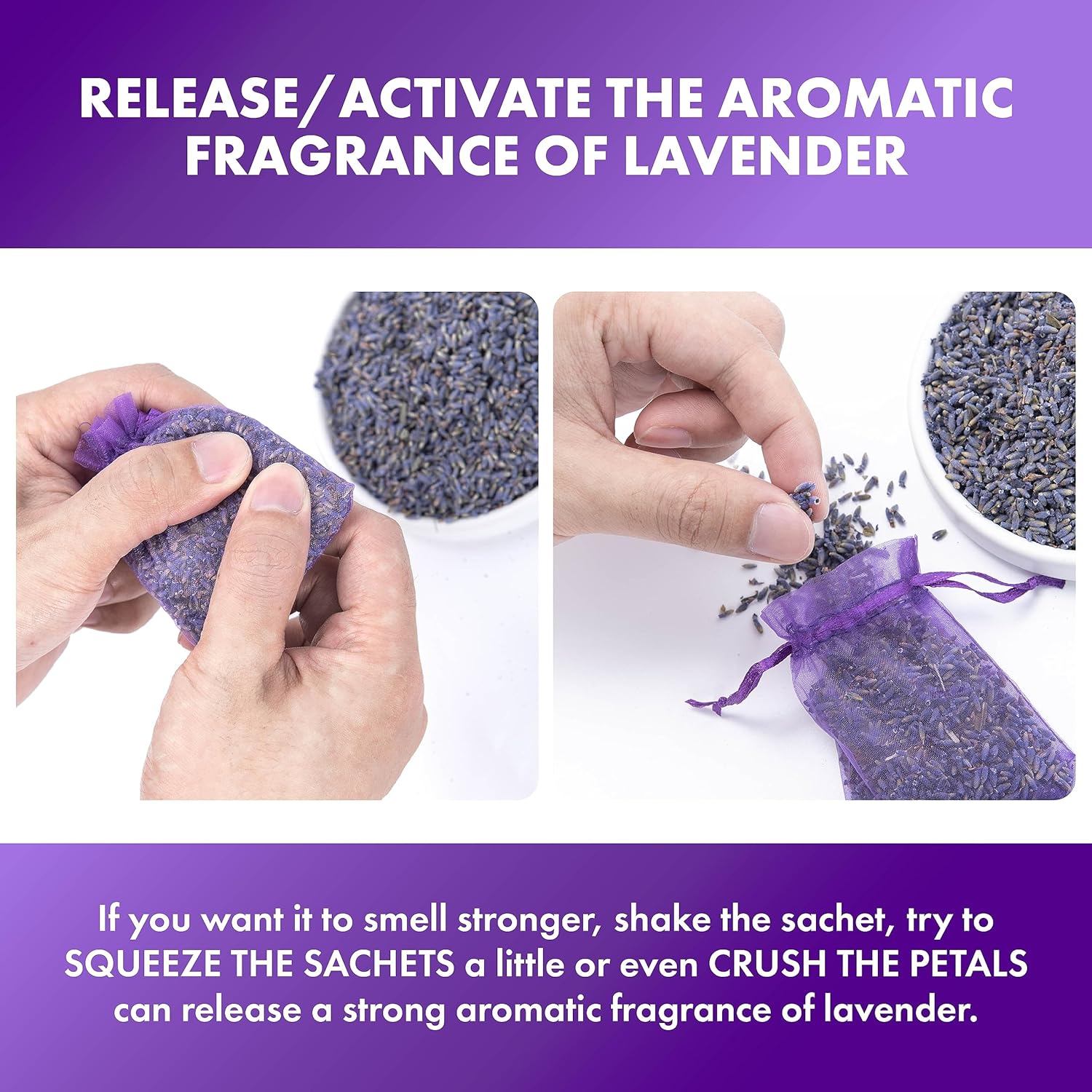 French Lavender Sachets Set of 48 Purple Fresh Fragrance