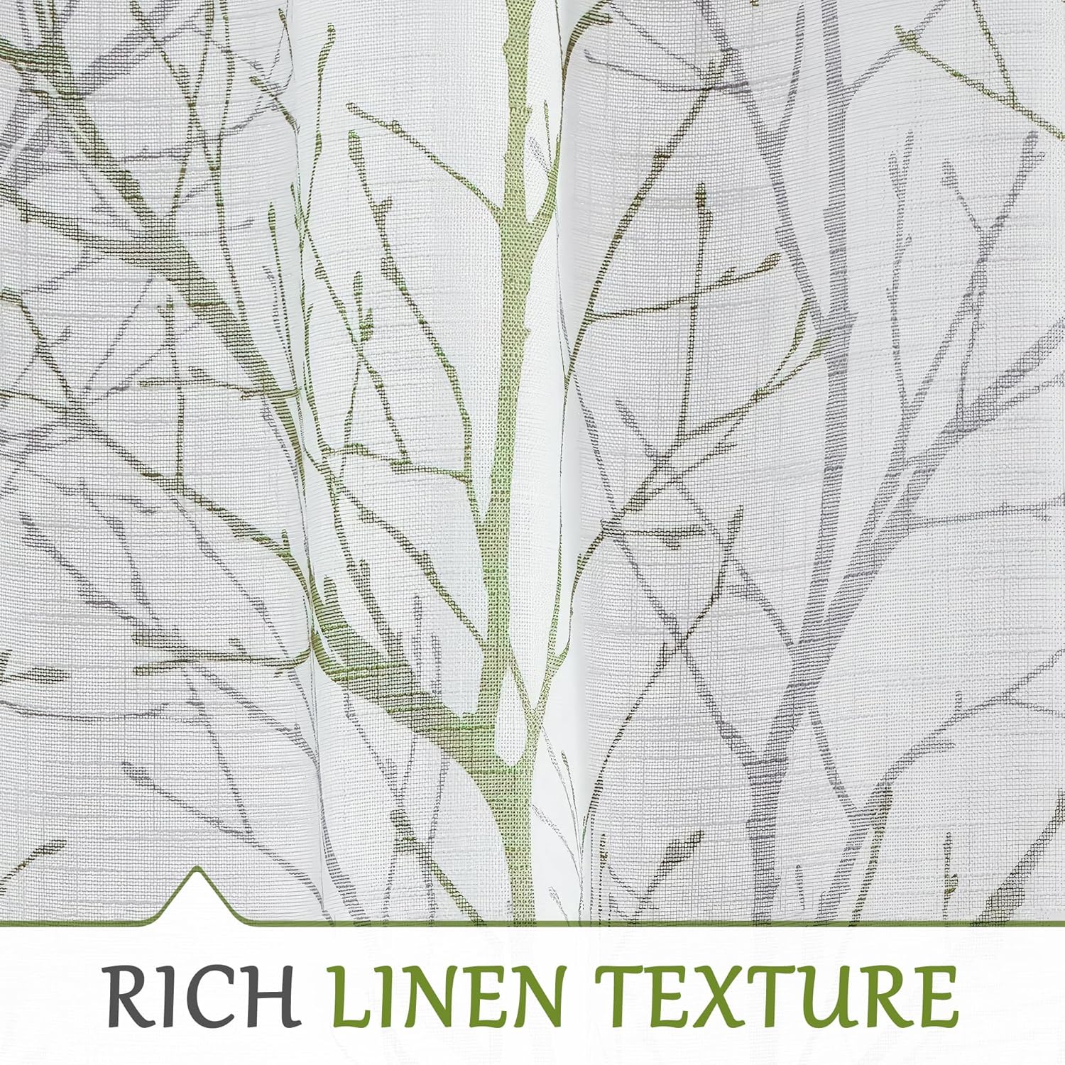 FMFUNCTEX Sheer French Door Curtain Panel 50x40 Green White Tree Print