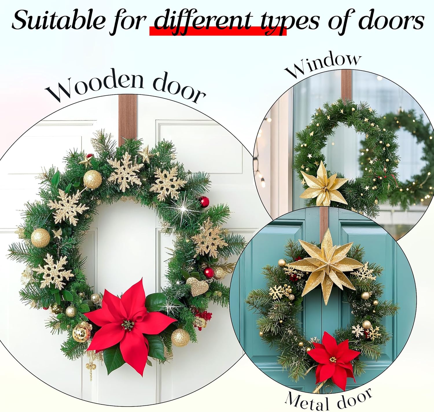 MCFULL 12 Inch Wreath Hangers for Front Door