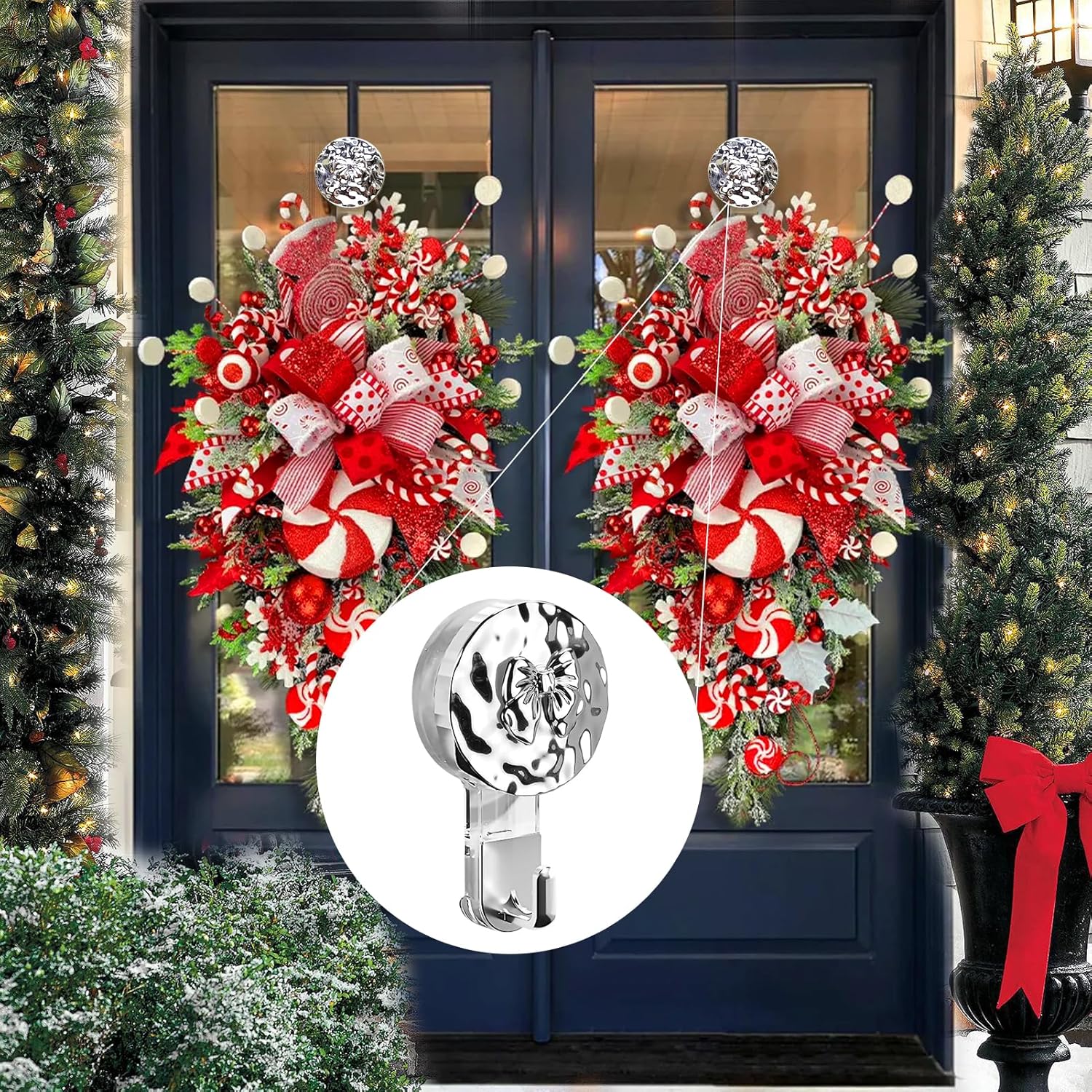 2pcs Suction Cup Wreath Hanger for Glass Windows and Doors