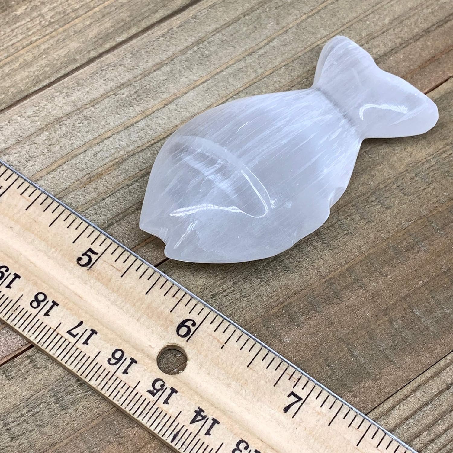 White Selenite Fish Crystal Handcrafted Morocco