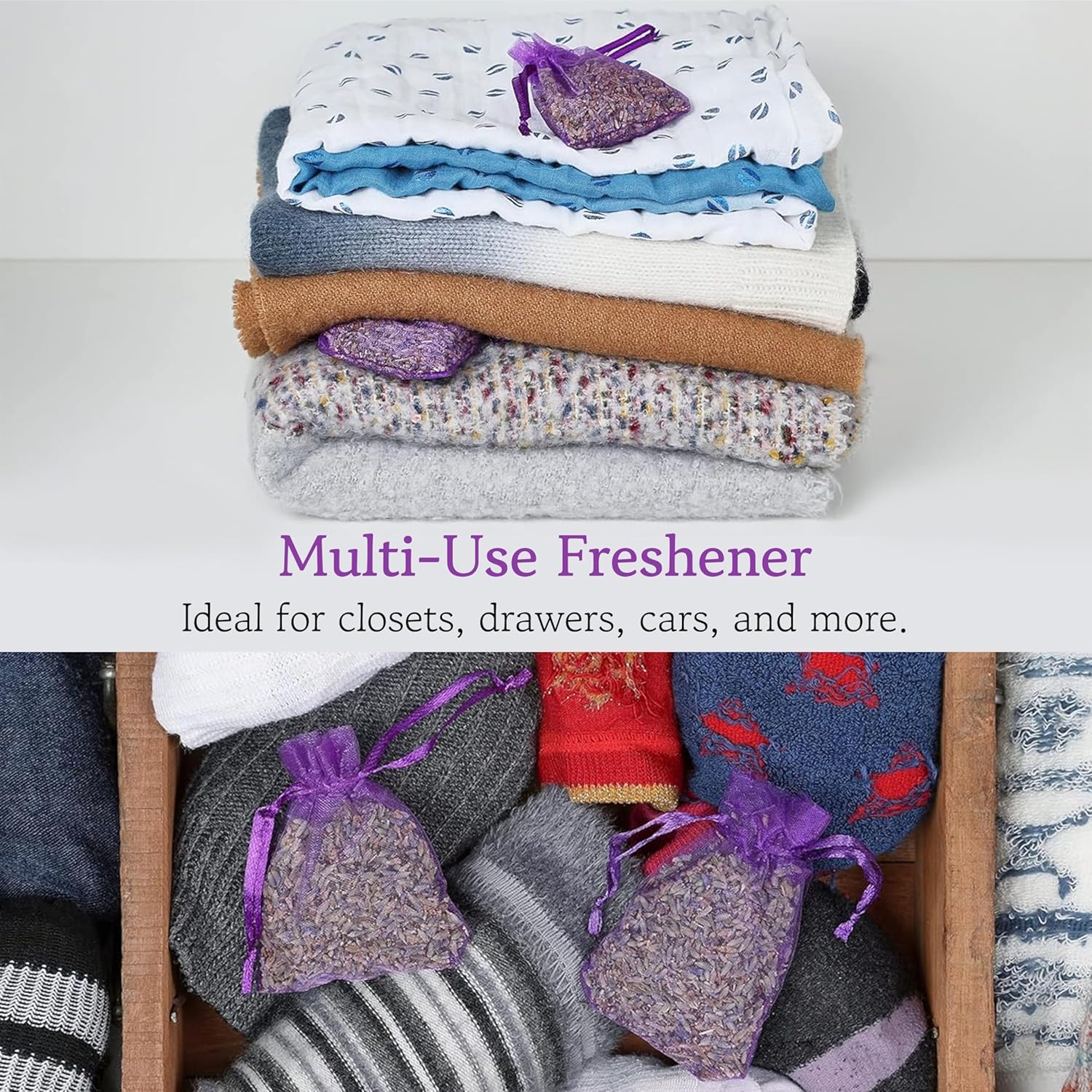 Lavender Sachets for Closets and Drawers - Pack of 20